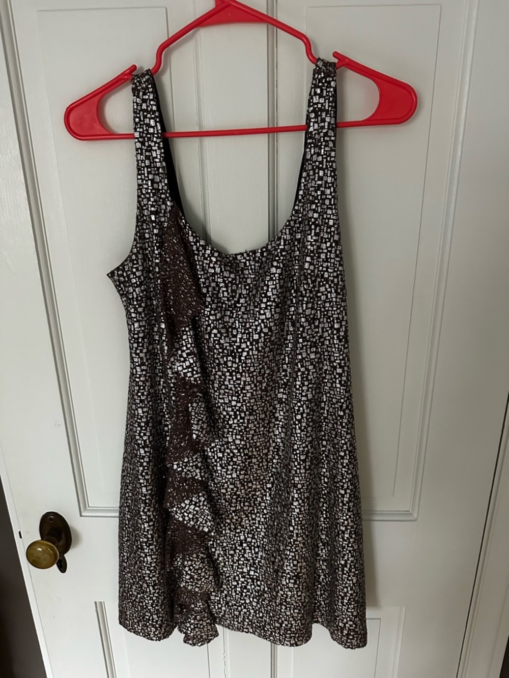 Guess Metallic Speckle Mini Dress in Brown and Black